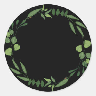 Blank Elegant watercolor leafy ornament Classic Ro Classic Round Sticker