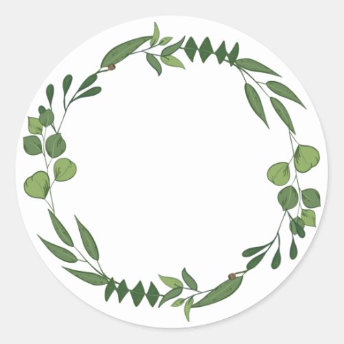 Blank Elegant watercolor leafy ornament Classic Round Sticker