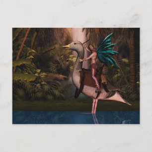 Blank Fairy on a Duck Card, Fantasy Postcard