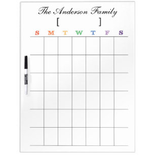 Blank Family Calendar Dry Erase White Board