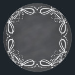 Blank Faux Chalkboard Floral Curves Customize Classic Round Sticker<br><div class="desc">A clean blank chalkboard or blackboard to customize the text for every occasion.</div>