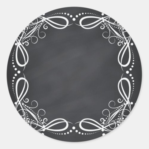 Blank Faux Chalkboard Floral Curves Customize Classic Round Sticker