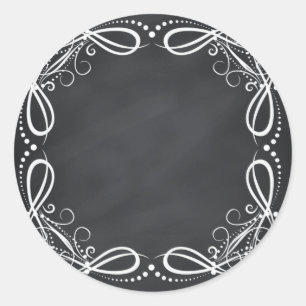 Blank Faux Chalkboard Floral Curves Customize Classic Round Sticker