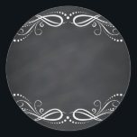 Blank Faux Chalkboard Floral Curves Customize Classic Round Sticker<br><div class="desc">A clean blank chalkboard or blackboard to customize the text for every occasion.</div>