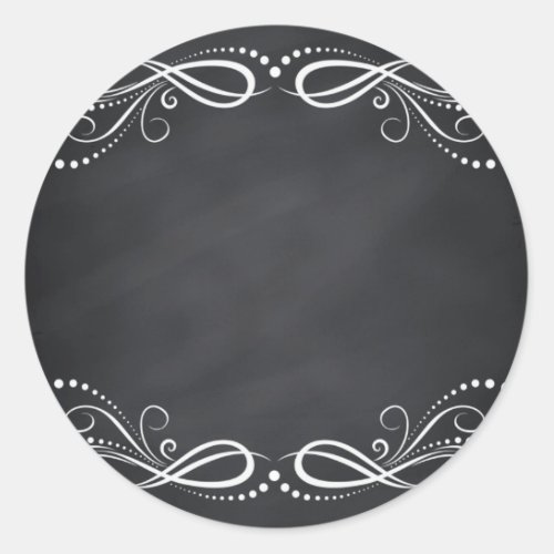Blank Faux Chalkboard Floral Curves Customize Classic Round Sticker