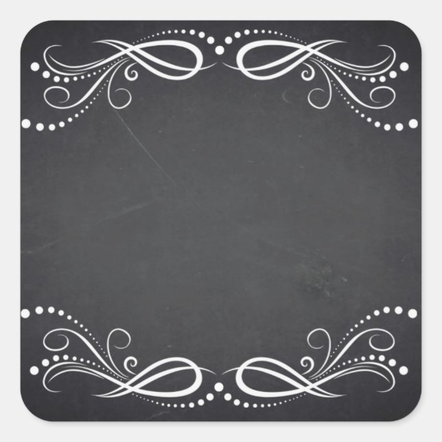 Blank Faux Chalkboard Floral Curves Customize Square Sticker (Front)