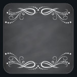 Blank Faux Chalkboard Floral Swirl Customize Square Sticker<br><div class="desc">A clean blank chalkboard or blackboard to customize the text for every occasion.</div>