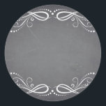 Blank Faux Chalkboard Floral Swirl Customize Text Classic Round Sticker<br><div class="desc">A clean blank chalkboard or blackboard to customize the text for every occasion.</div>