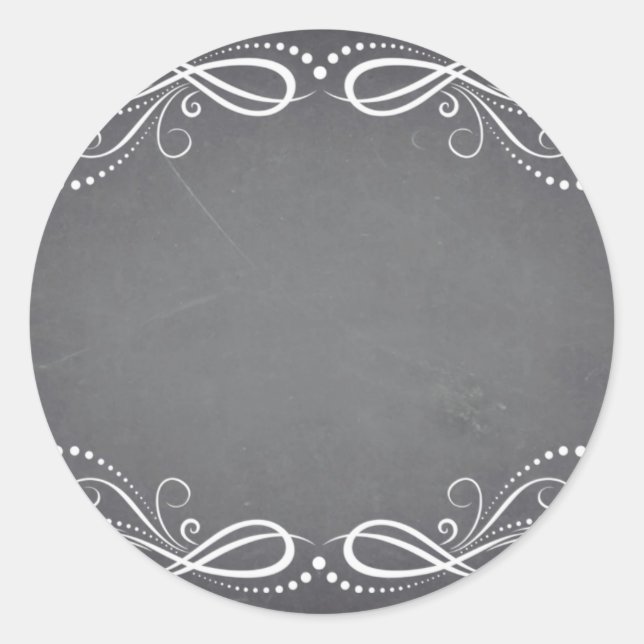 Blank Faux Chalkboard Floral Swirl Customize Text Classic Round Sticker (Front)