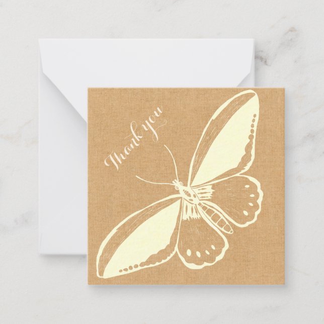 Blank Flat Thank You Card with Butterfly  (Front)