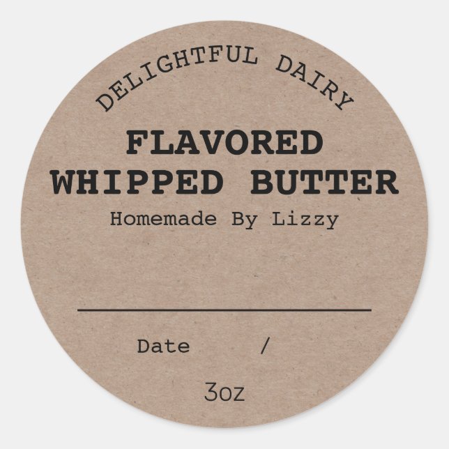 Blank Flavored Whipped Butter Labels (Front)