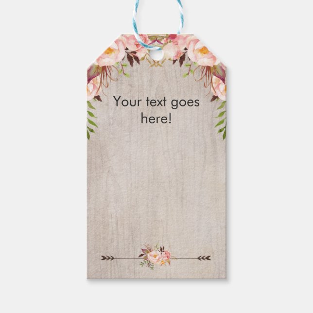 Blank floral boho favor Tag (Front)