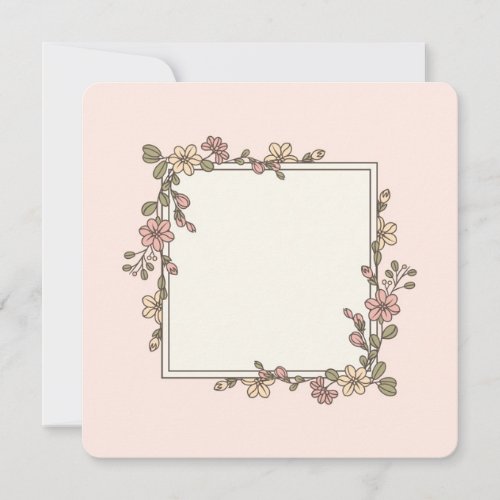 Blank Floral Frame Invitation or Greeting Card