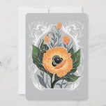 Blank Floral Note Card with Orange Poppies