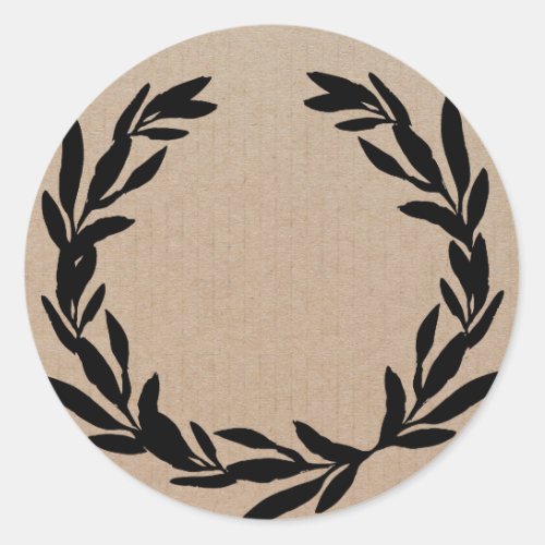 Blank Floral Wreath Label Classic Round Sticker
