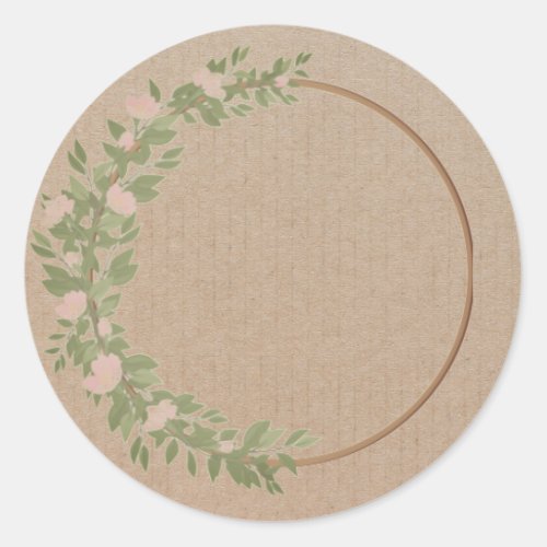 Blank Floral Wreath Label Classic Round Sticker