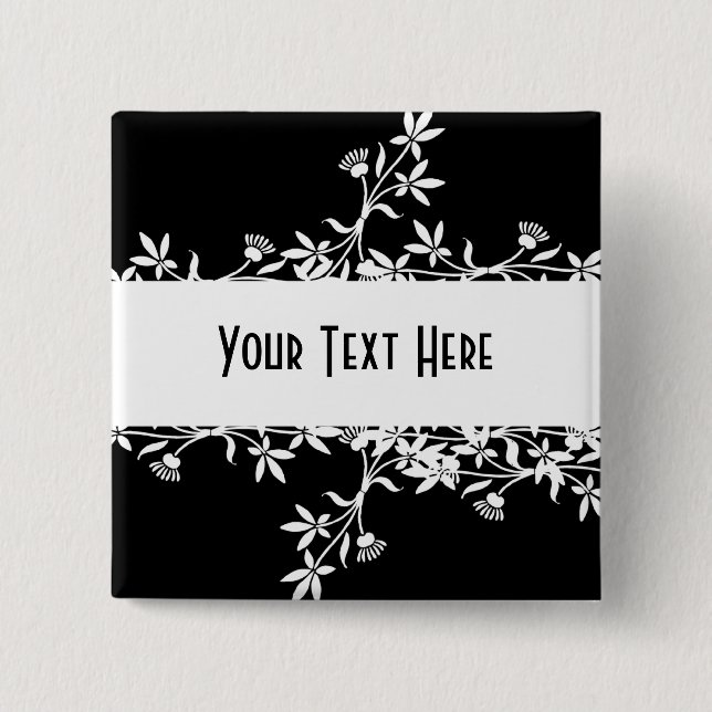 Blank Flower Label - Create Your Own Design Button (Front)