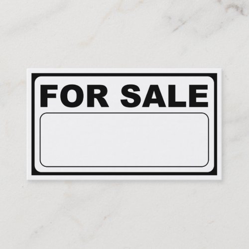 blank for sale sign business card