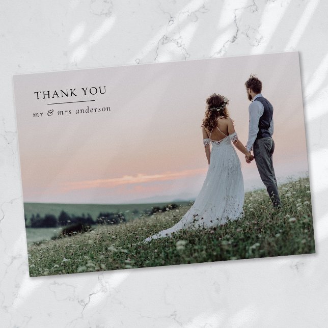 Blank for Your Message Personalized Photo Wedding Thank You Card (Creator Uploaded)
