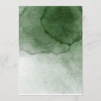 Blank Forest Green Watercolor Wedding Invitation