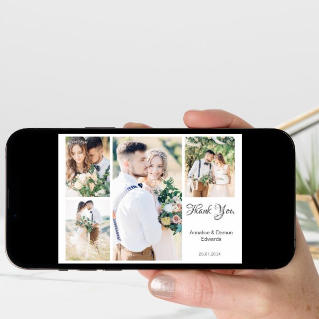 Blank Four Photo Wedding Folding Thanbk You Card (Front Digital)