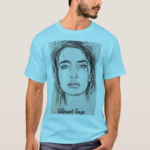 Blank Gaze Vibrant Woman Mens T_Shirt