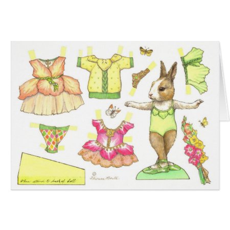 Blank Gladiolus Ballerina Bunny Paper Doll Card