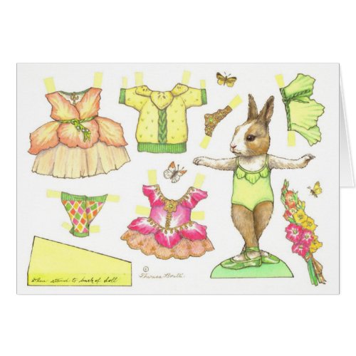 Blank Gladiolus Ballerina Bunny Paper Doll Card