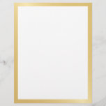 Blank Gold and White Letterhead<br><div class="desc">Blank Letterhead features gold border with white blank space.

Please Note: The foil details are simulated in the artwork. No actual foil will be used in the making of this product.</div>