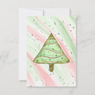 Blank Gold Green Sparkle Modern Christmas Tree An Announcement
