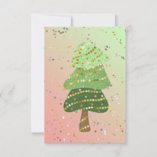 Blank Gold Green Sparkle Modern Christmas Tree Announcement