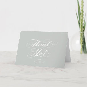 Blank Gray-Green Elegant Script Graduation Thank You Card
