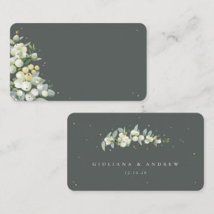 Blank Gray Green Snowberry+Eucalyptus Wedding Flat Place Card