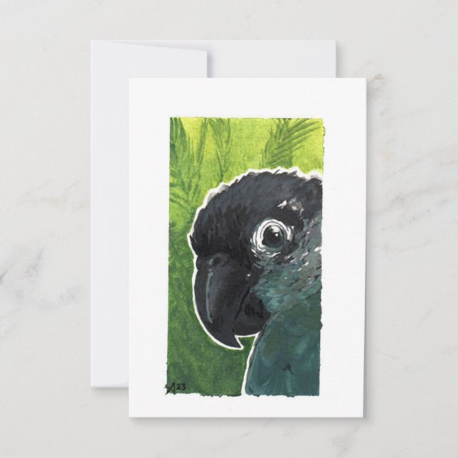 Blank - Green Cheek Conure Watercolor Thank You Card (Front)