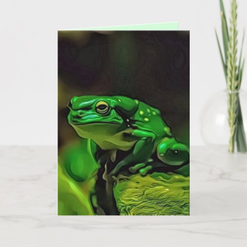 Blank Green Frog Birthday Photo Art Card