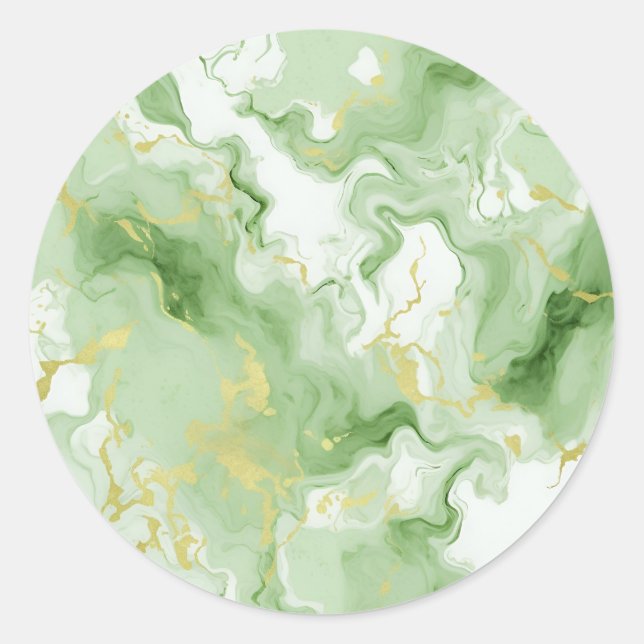 Blank Green Marble Template Add Text Classic Round Sticker (Front)