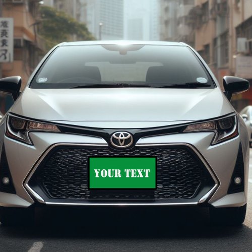 Blank Green with White Letters License Plate