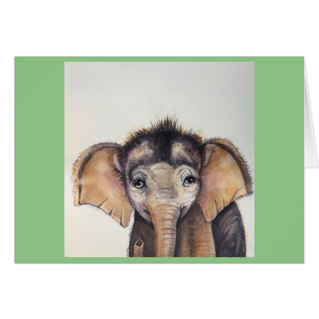 Blank Greeting Card Elmer the baby elephant (Front Horizontal)