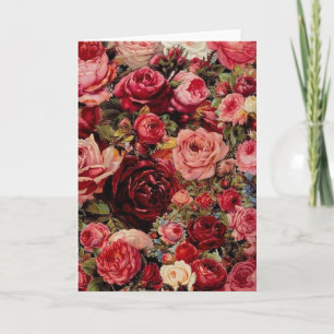 Blank Greeting Card Roses and Flowers
