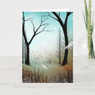 Blank Greeting Card Spring Woodland Dragonflies