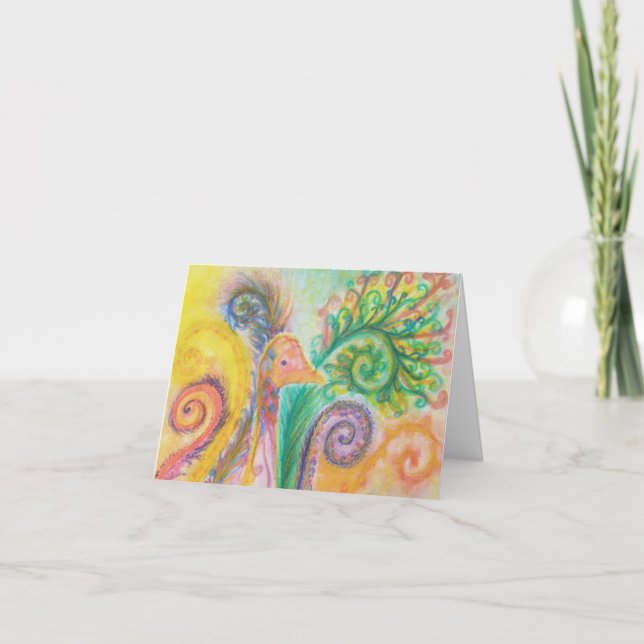 Blank Greeting Card with Colorful Bird Design (Front)