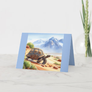 Blank Greeting Card with Desert Tortoise Walking