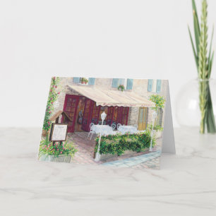 blank greeting card with French Cafe