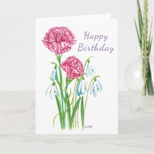 Blank Greeting Card with January birth flowers