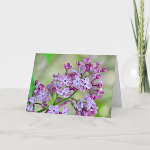 Blank greeting card with Lilac Flowers