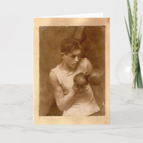 Blank Greeting Card With Vintage Boxer Image