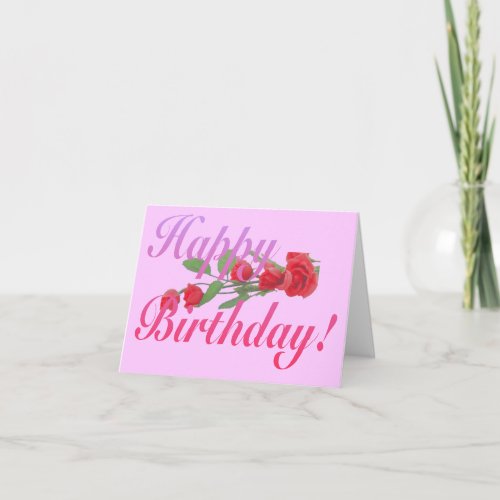 Blank Happy Birthday Card Roses