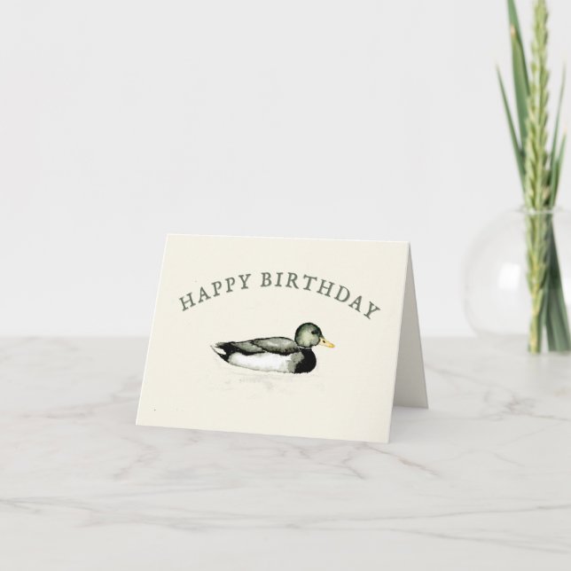 Blank Happy Birthday Mallard Duck Card (Front)