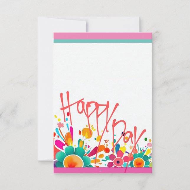 blank "happy Day" note card, thank you note.  Card (Front)