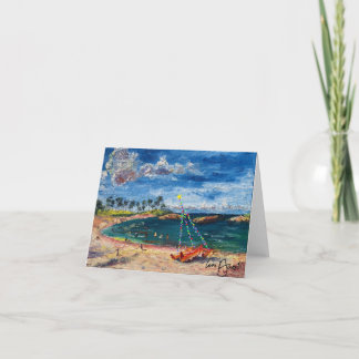 Blank Hawaiian Aloha Canoe with Christmas lights Thank You Card